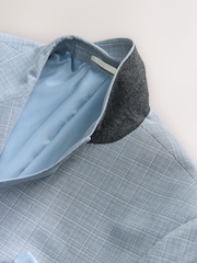 Light Blue Slim Fit Check Suit Jacket - Image 8 of 10