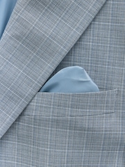 Light Blue Slim Fit Check Suit Jacket - Image 9 of 10