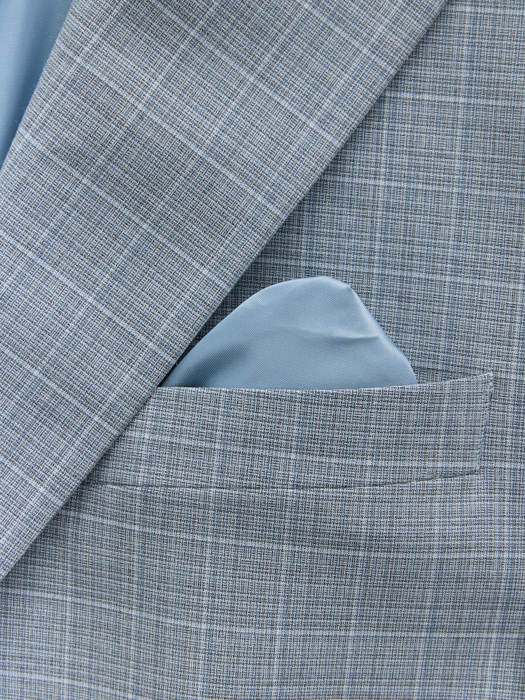 Light Blue Slim Fit Check Suit Jacket - Image 9 of 10
