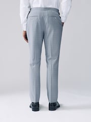 Light Blue Slim Fit Check Suit Trousers - Image 3 of 12