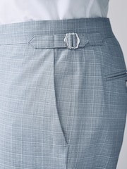 Light Blue Slim Fit Check Suit Trousers - Image 5 of 12