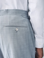 Light Blue Slim Fit Check Suit Trousers - Image 6 of 12