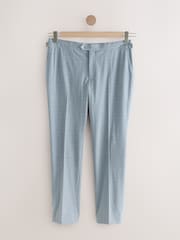 Light Blue Slim Fit Check Suit Trousers - Image 7 of 12
