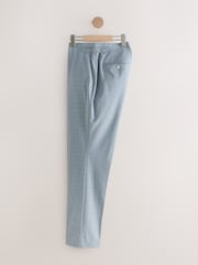 Light Blue Slim Fit Check Suit Trousers - Image 8 of 12