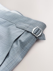 Light Blue Slim Fit Check Suit Trousers - Image 9 of 12