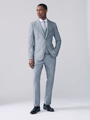Bleu clair - Gilet de costume À carreaux - Image 2 de 8