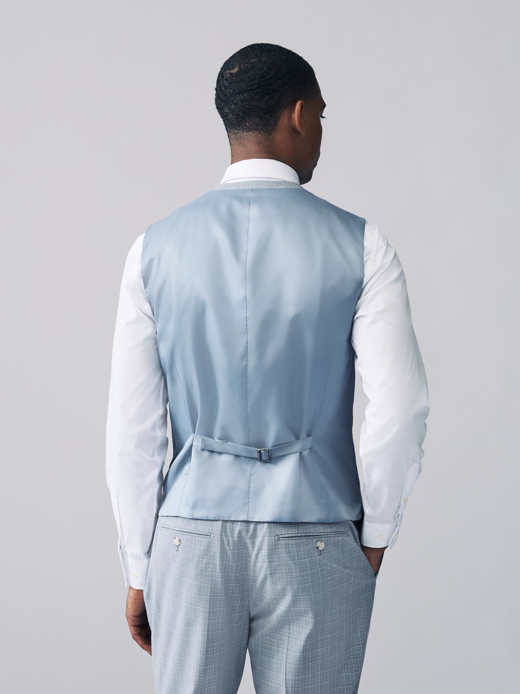 Buy Light Blue Check Suit Waistcoat from Next USA