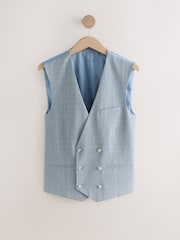 Bleu clair - Gilet de costume À carreaux - Image 5 de 8