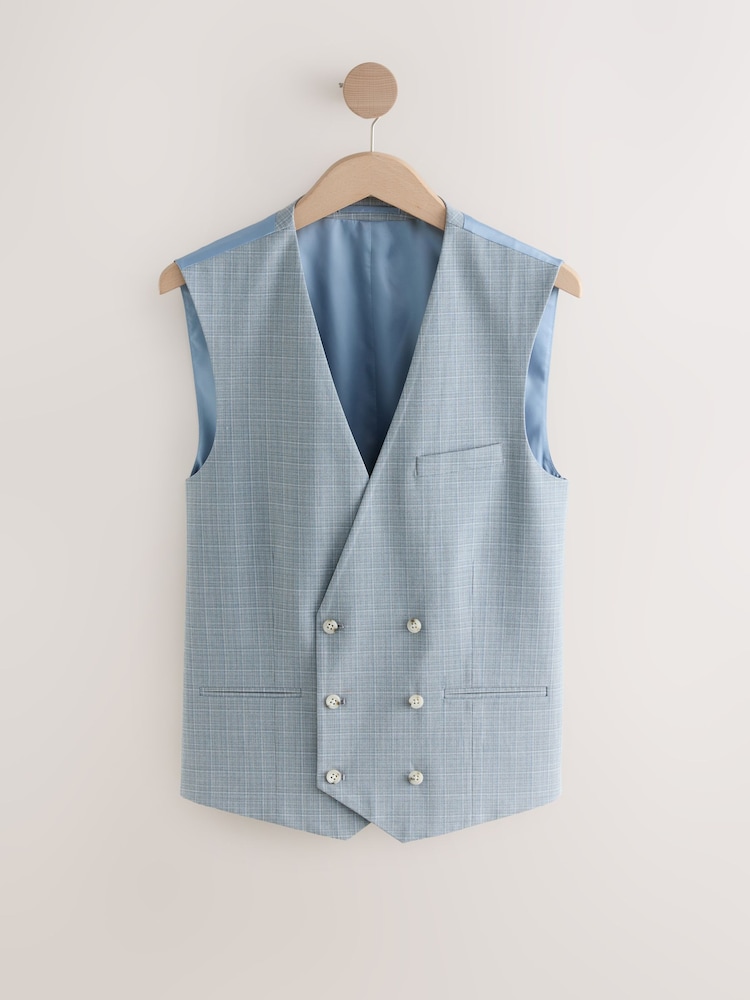 Bleu clair - Gilet de costume À carreaux - Image 5 of 8