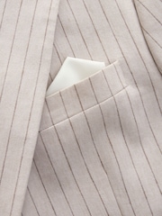 Neutral Slim Fit Striped Linen Blend Suit Jacket - Image 10 of 10