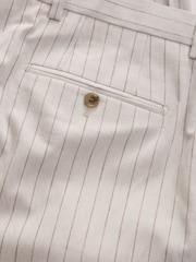 Neutral Slim Fit Striped Suit Trousers With Linen - Image 10 of 10