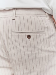 Neutral Slim Fit Striped Suit Trousers With Linen - Image 5 of 10