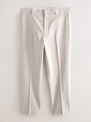 Neutral Slim Fit Striped Suit Trousers With Linen - Image 6 of 10