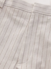 Neutral Slim Fit Striped Suit Trousers With Linen - Image 9 of 10