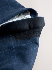 Azul marino - Linen Blend Check Slim Suit Jacket - Imagen 8 de 8