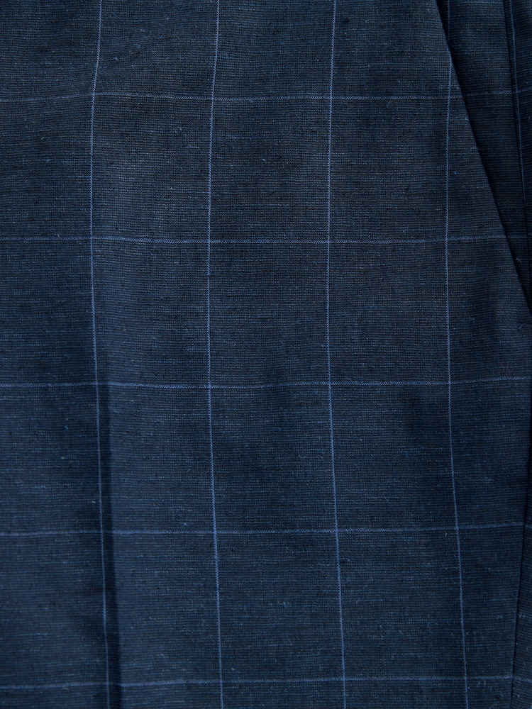 Azul marino - Slim Linen Blend Check Suit Trousers - Imagen 10 de 10