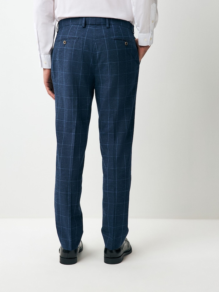 Azul marino - Slim Linen Blend Check Suit Trousers - Imagen 2 de 10