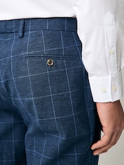 Azul marino - Slim Linen Blend Check Suit Trousers - Imagen 5 de 10