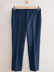 Azul marino - Slim Linen Blend Check Suit Trousers - Imagen 6 de 10