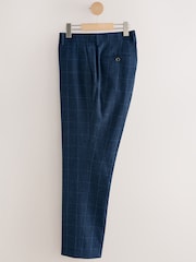Azul marino - Slim Linen Blend Check Suit Trousers - Imagen 7 de 10