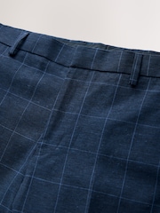 Azul marino - Slim Linen Blend Check Suit Trousers - Imagen 8 de 10