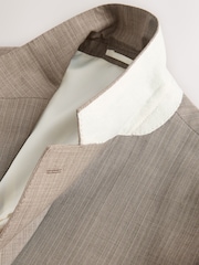 Taupe (Taupe) - Slim Striped Herringbone Suit Jacket - Image 10 de 11
