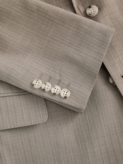 Taupe (Taupe) - Slim Striped Herringbone Suit Jacket - Image 11 de 11