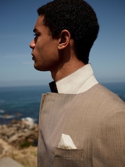 Taupe (Taupe) - Slim Striped Herringbone Suit Jacket - Image 4 de 11
