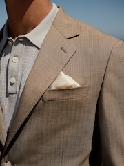 Taupe (Taupe) - Slim Striped Herringbone Suit Jacket - Image 5 de 11