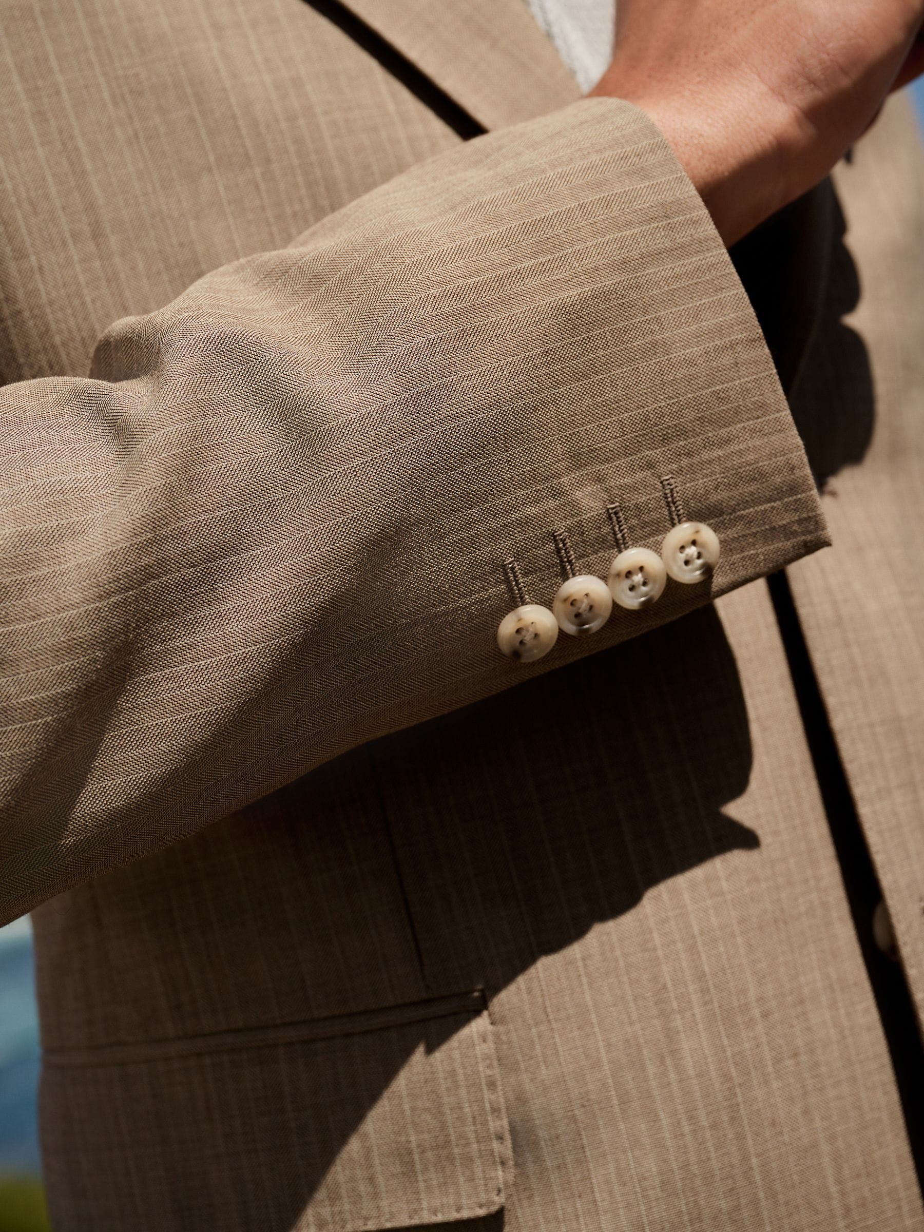 Buy Taupe Slim Striped Herringbone Suit Jacket from Next USA
