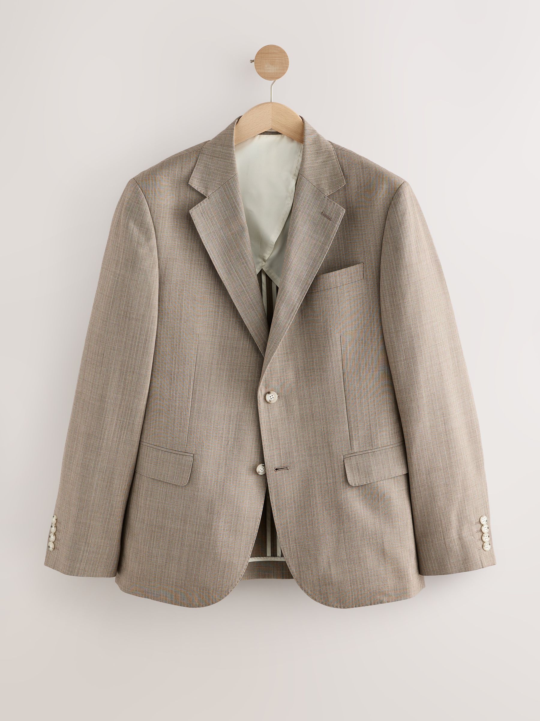 Buy Taupe Slim Striped Herringbone Suit Jacket from Next Romania