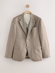 Taupe (Taupe) - Slim Striped Herringbone Suit Jacket - Image 7 de 11