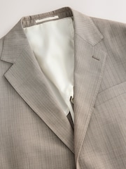 Taupe (Taupe) - Slim Striped Herringbone Suit Jacket - Image 9 de 11