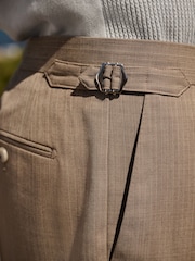 Taupe Slim Striped Herringbone Suit Trousers - Image 3 of 8
