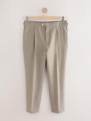 Taupe Slim Striped Herringbone Suit Trousers - Image 5 of 8