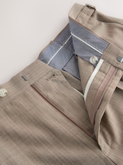 Taupe Slim Striped Herringbone Suit Trousers - Image 6 of 8
