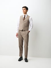 Taupe Striped Herringbone Suit Waistcoat - Image 2 of 9