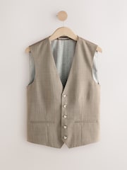 Taupe Striped Herringbone Suit Waistcoat - Image 7 of 9