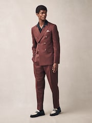 Коричнево-рыжий - Slim Fit Suit Double Breasted Jacket - Изображение 3 из 5
