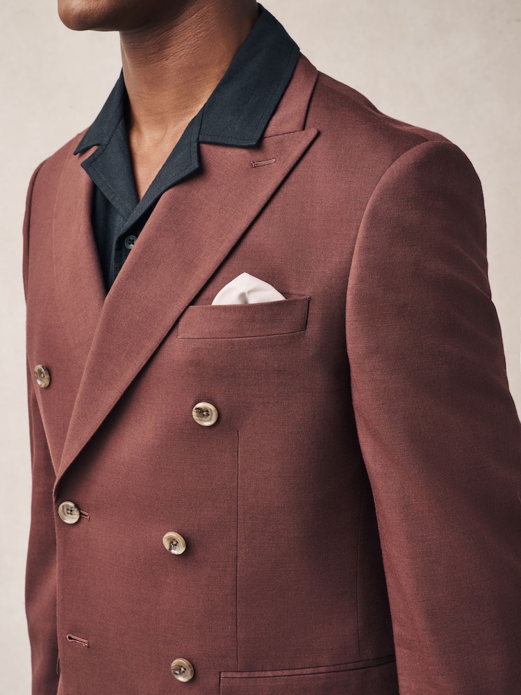 Коричнево-рыжий - Slim Fit Suit Double Breasted Jacket - Изображение 5 из 5