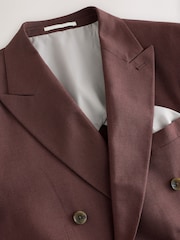 Rust Brown Slim Fit Suit Double Breasted Jacket - Image 6 of 8