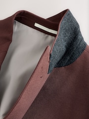 Rust Brown Slim Fit Suit Double Breasted Jacket - Image 7 of 8