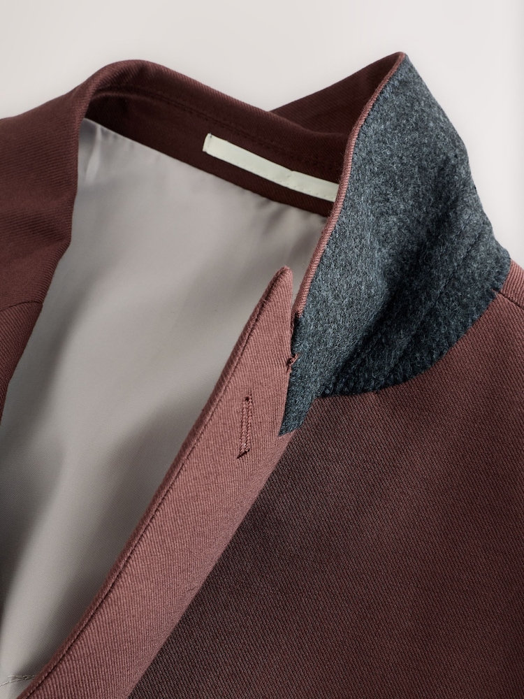 Rdzawy brąz - Slim Fit Suit Double Breasted Jacket - Image 9 of 10