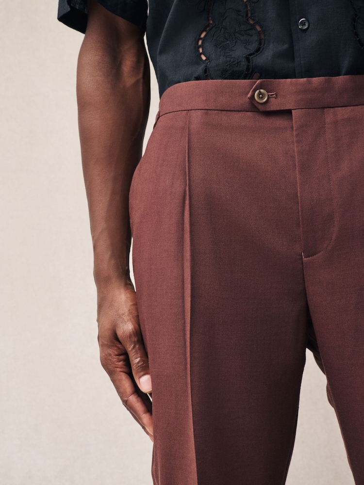 Rust Brown Slim Fit Suit Trousers - Image 4 of 11