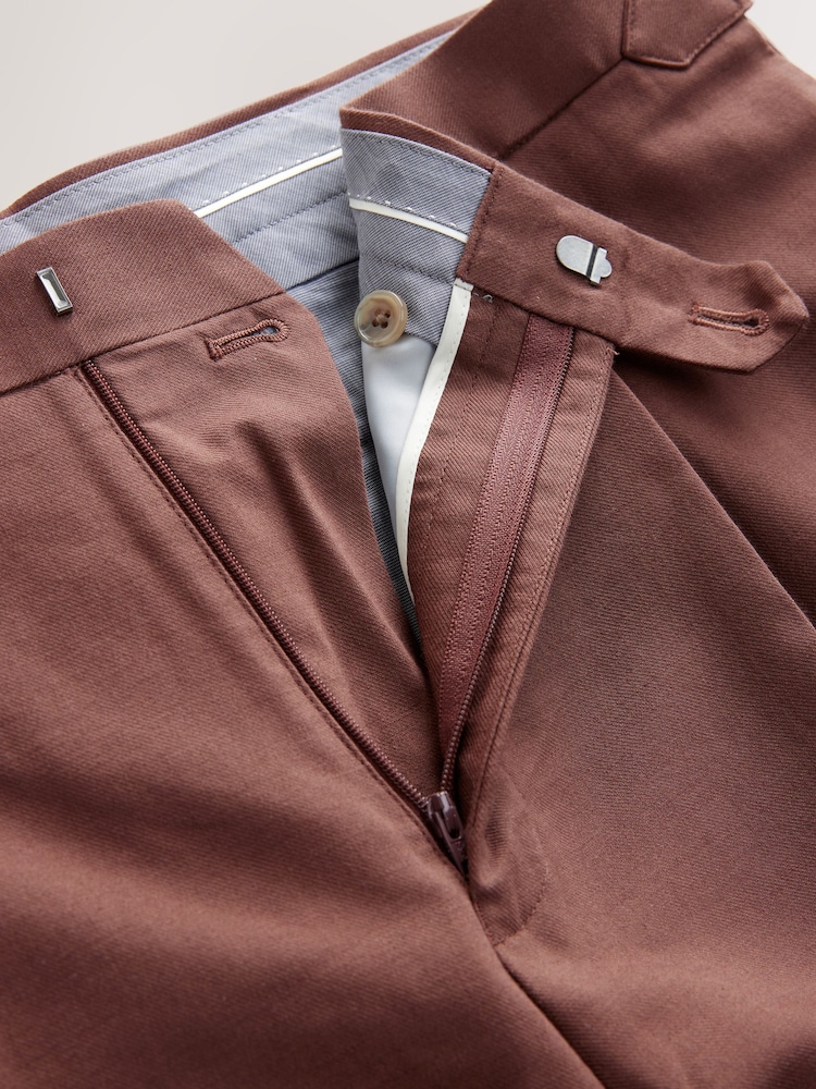 Rust Brown Slim Fit Suit Trousers - Image 8 of 11