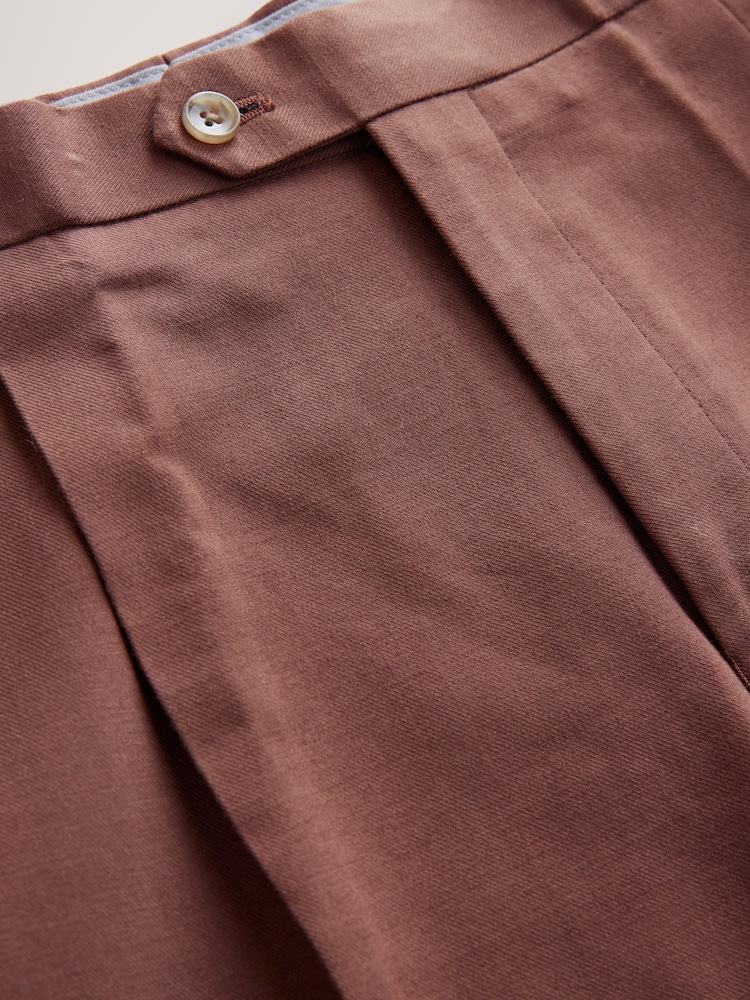 Rust Brown Slim Fit Suit Trousers - Image 9 of 11