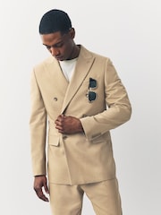 Песочный - Slim Fit Suit Double Breasted Jacket - Изображение 1 из 12