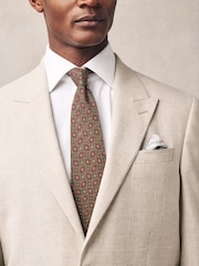 Neutral Regular Fit Linen Blend Check Suit Jacket - Image 5 of 10