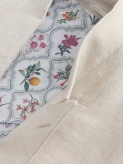 Neutral Regular Fit Linen Blend Check Suit Jacket - Image 8 of 10