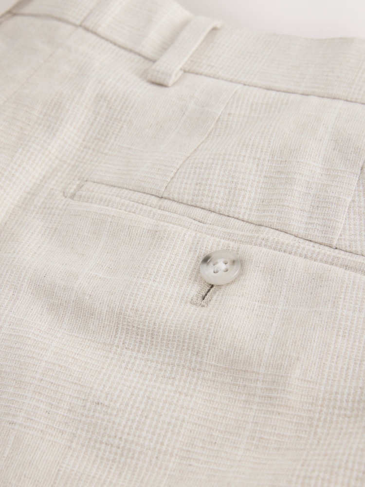 Neutral Regular Fit Linen Blend Check Suit Trousers - Image 11 of 11 Neutral Regular Fit Linen Blend Check Suit Trousers - Image 11 of 11